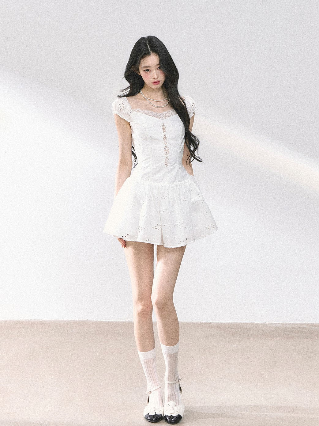 Lace White Short Dress DIA0452