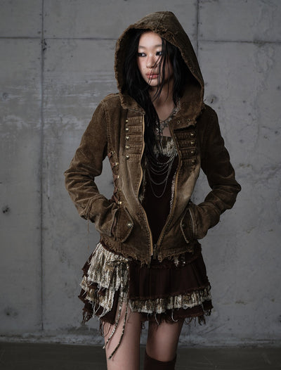 Corduroy Detachable Hooded Jacket NOR0201