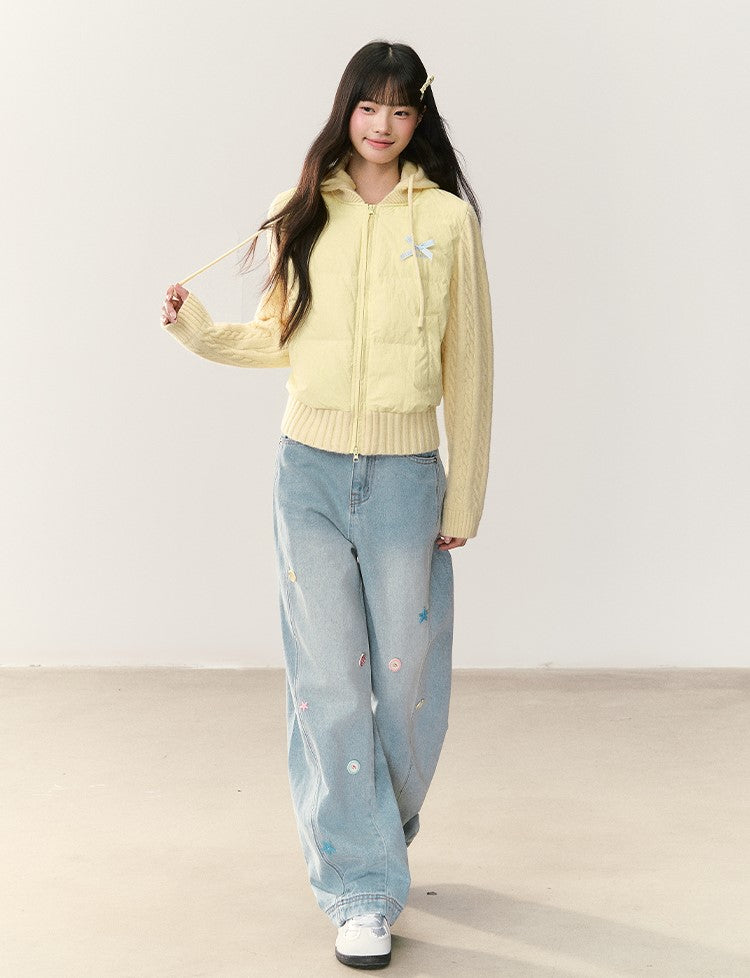 Detachable Hooded Ribbon Knitwear Jacket NTO0243