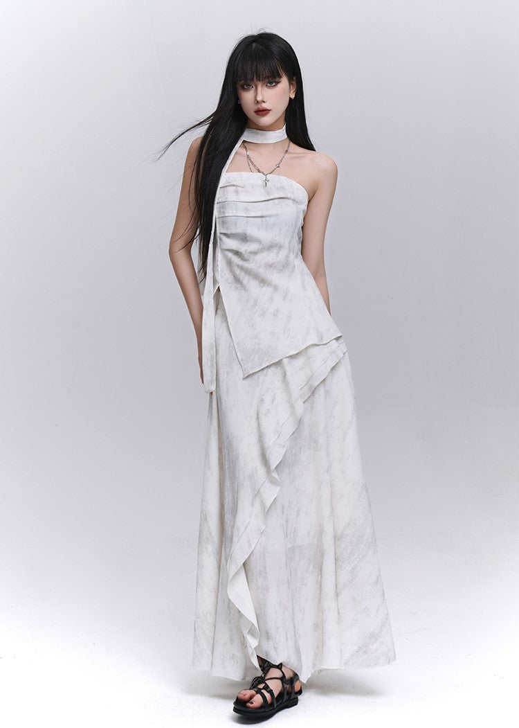 White Artistic Tube Top/Skirt LAD0209