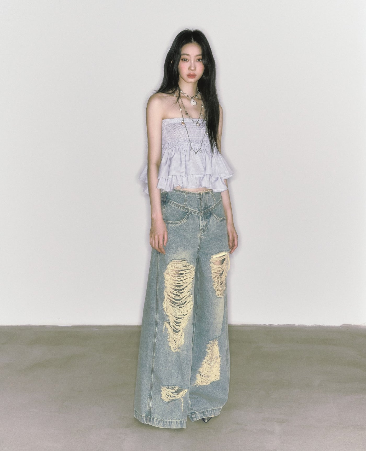 Loose Ripped Wide Leg Low Rise Jeans SAL0061