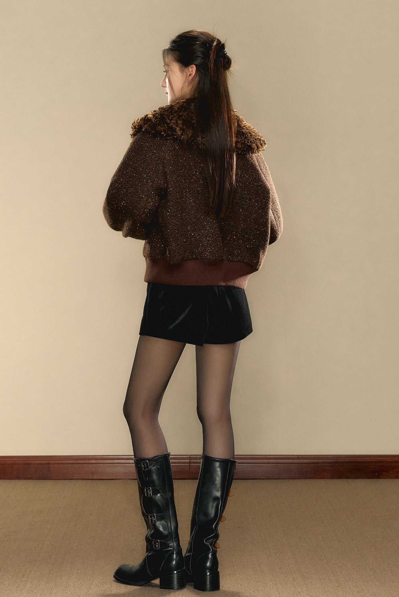 Small Fragrance Wool Short Camel Jacket OSH0092