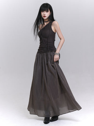 One-shoulder Suspender Long Dress LAD0196