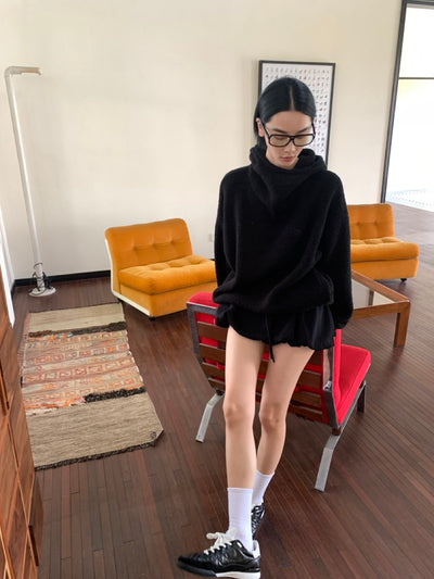 Loose Turtleneck Hooded Knit AOA0041