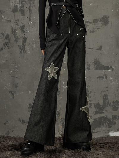 Retro Casual Star Micro Flared Denim Pants FRU0048