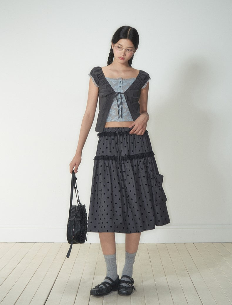 Fake Two-piece Floral Lace Top SOO0019