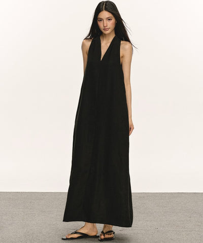V-neck Halter Sleeveless Long Dress ANA0023