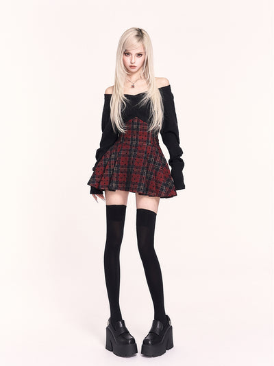 Plaid High Waisted Fishbone Pleated Skirt VOC0480
