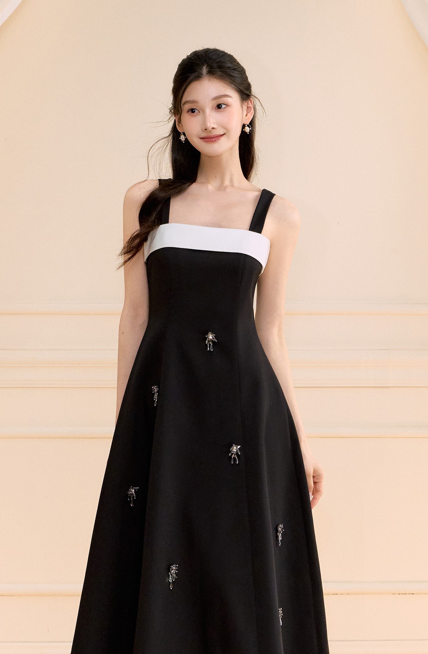 Swing A-line Long Suspender Dress OSH0156