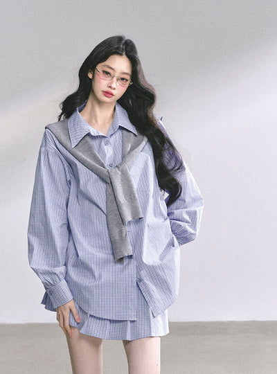 Plaid Long Shirt/Short Skirt DIA0555