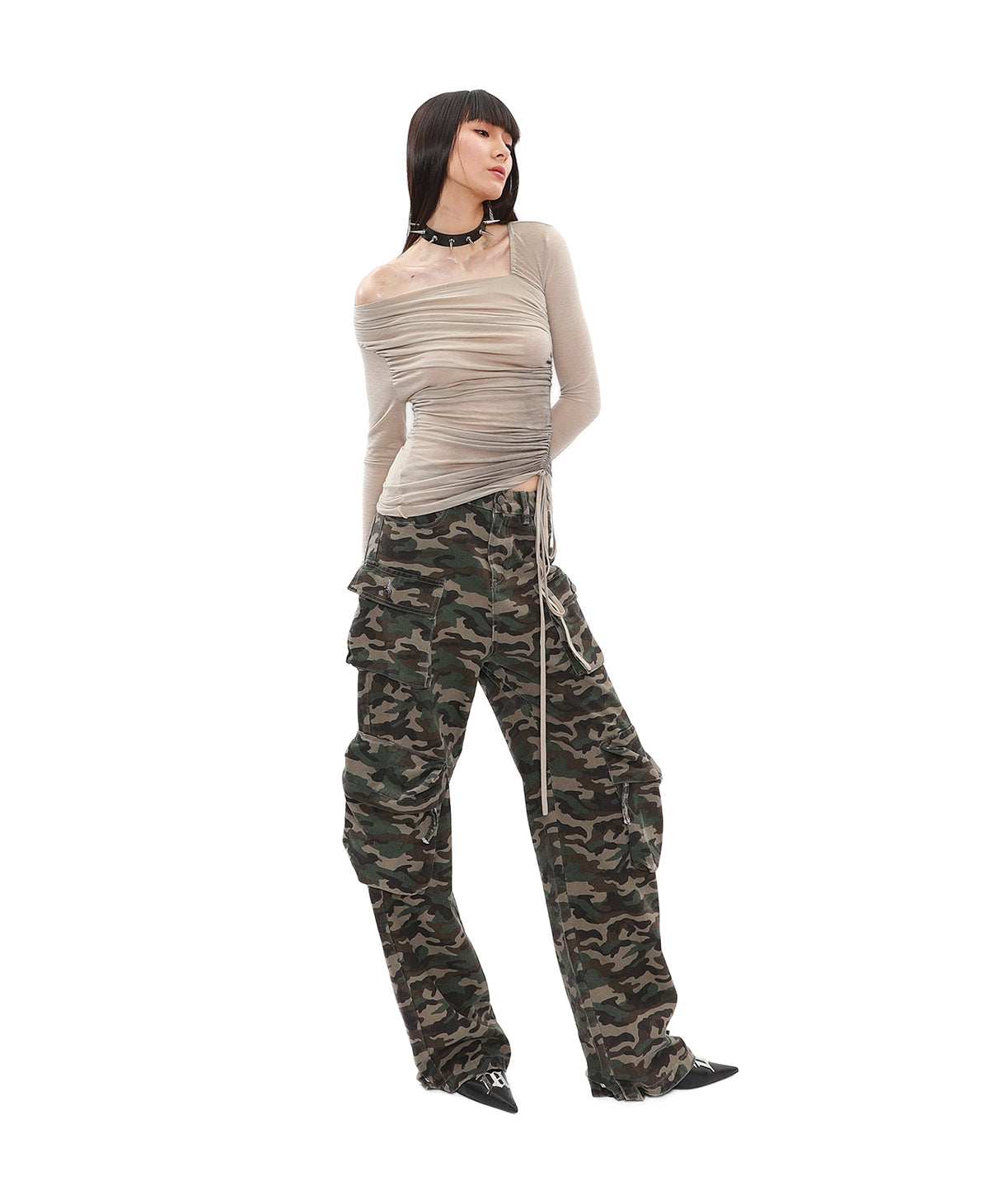 Multi-pocket Camouflage Wide Denim Pants NOL0037