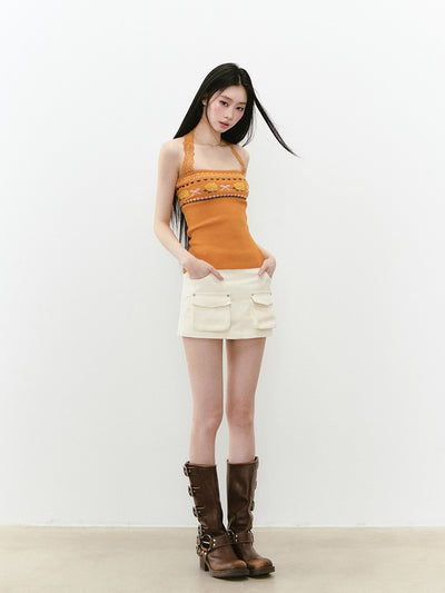Flower Lace Halter Neck Top VIA0269