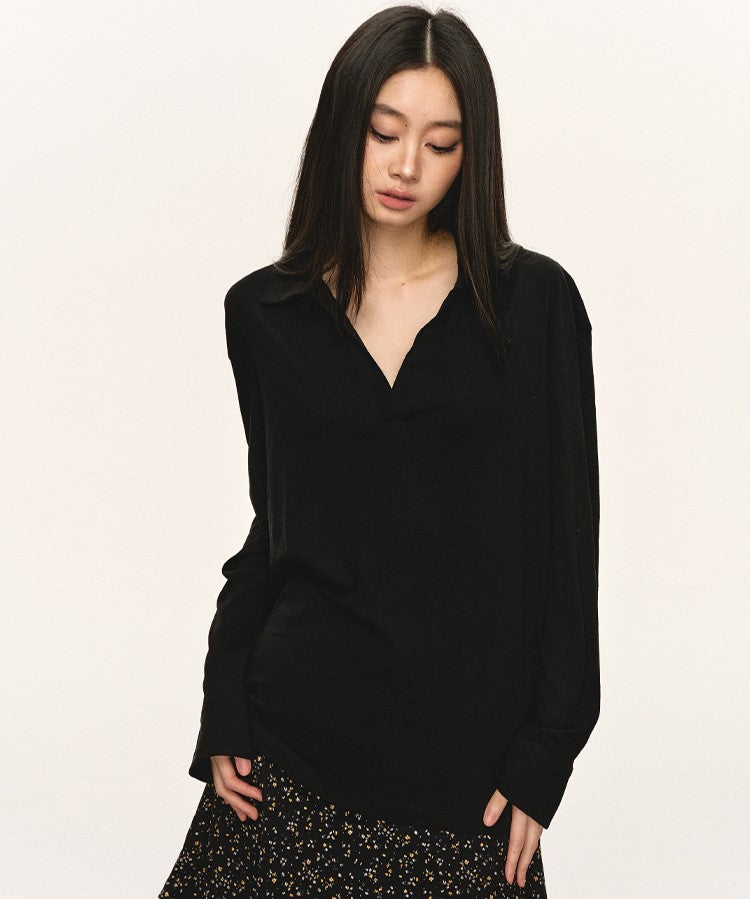 Lapel Loose V-neck Sunscreen Shirt ANA0057
