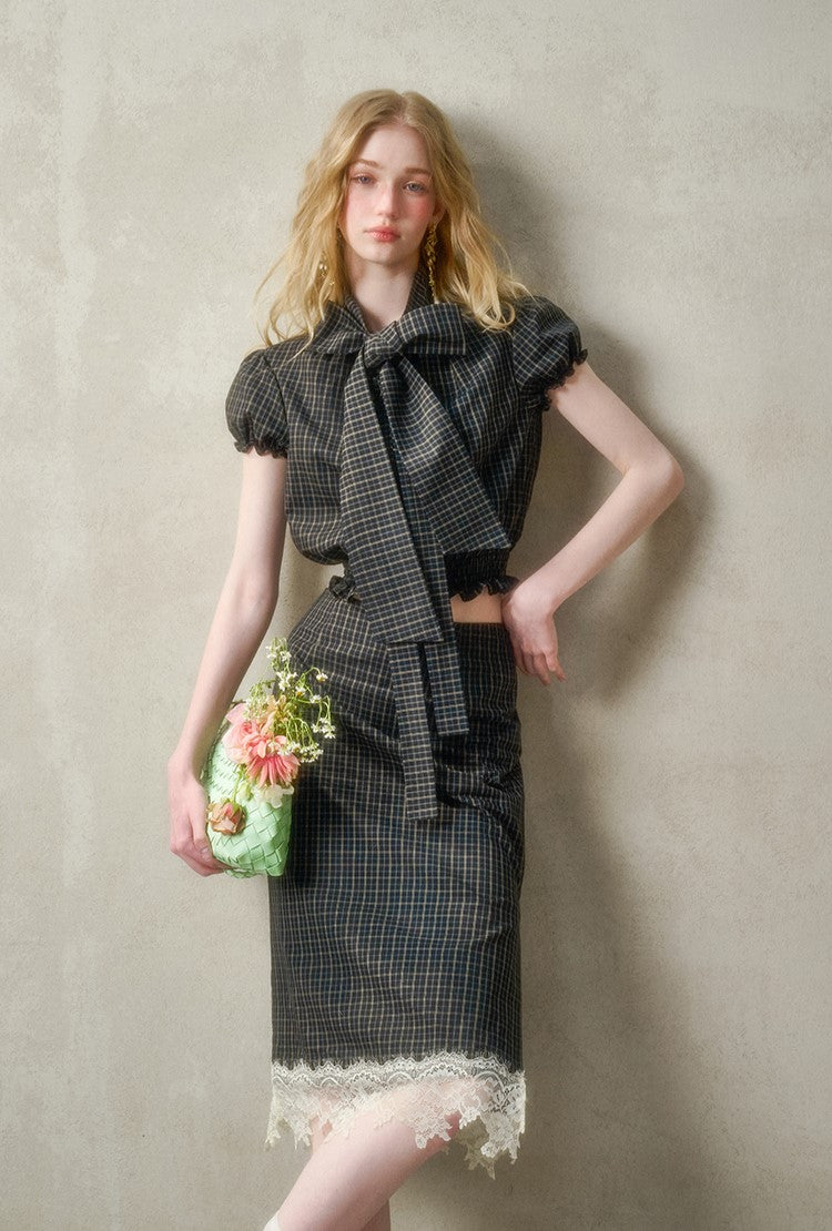 Plaid Suit Bow Shirt/Skirt GRO0146
