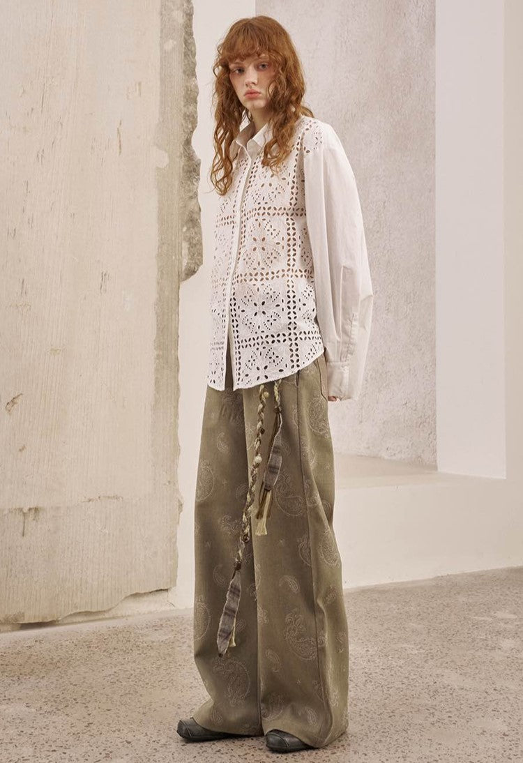 Lace Stitching Hollow Shirt DID0250