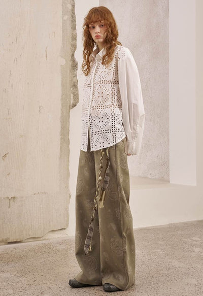 Lace Stitching Hollow Shirt DID0250