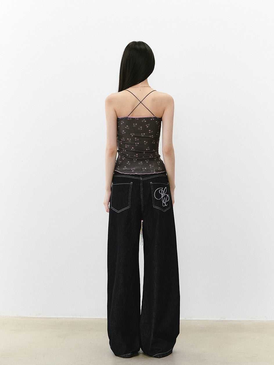 Beaded Straps Floral Camisole VIA0252