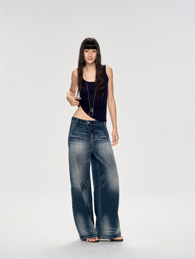 Mottled Wash Design Jeans CUR0225