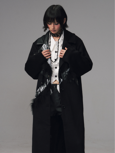 Punk Rock Print Patchwork Long Coat FRU0132