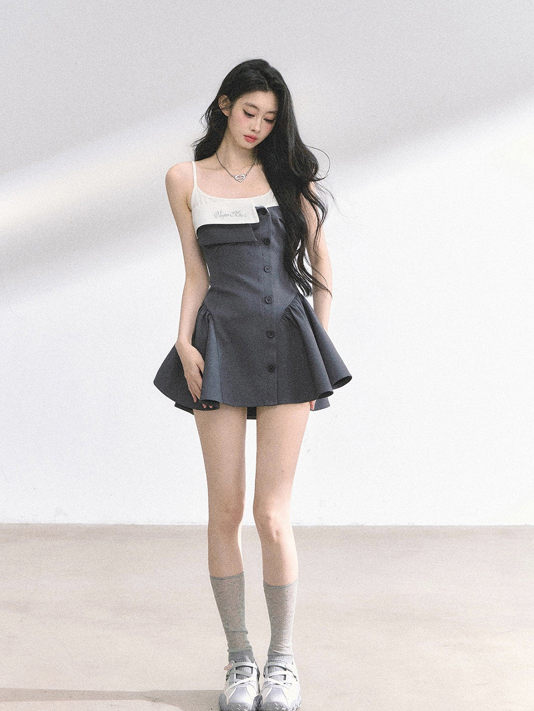 Hepburn Style Suspender Puffy Dress DIA0522
