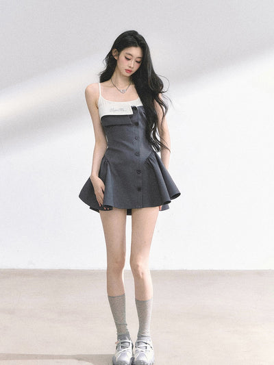 Hepburn Style Suspender Puffy Dress DIA0522