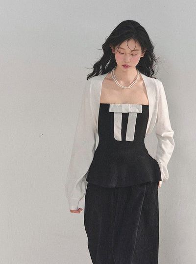 Short Cardigan/Waist Slim Bow Vest DIA0732