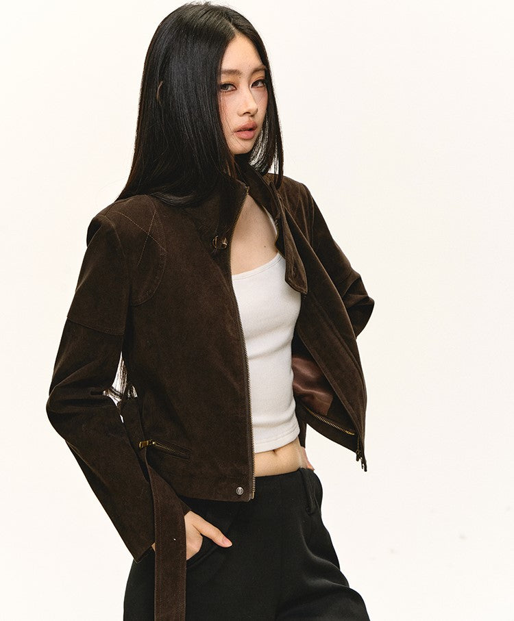 Stand Collar Suede Short Jacket ANA0088