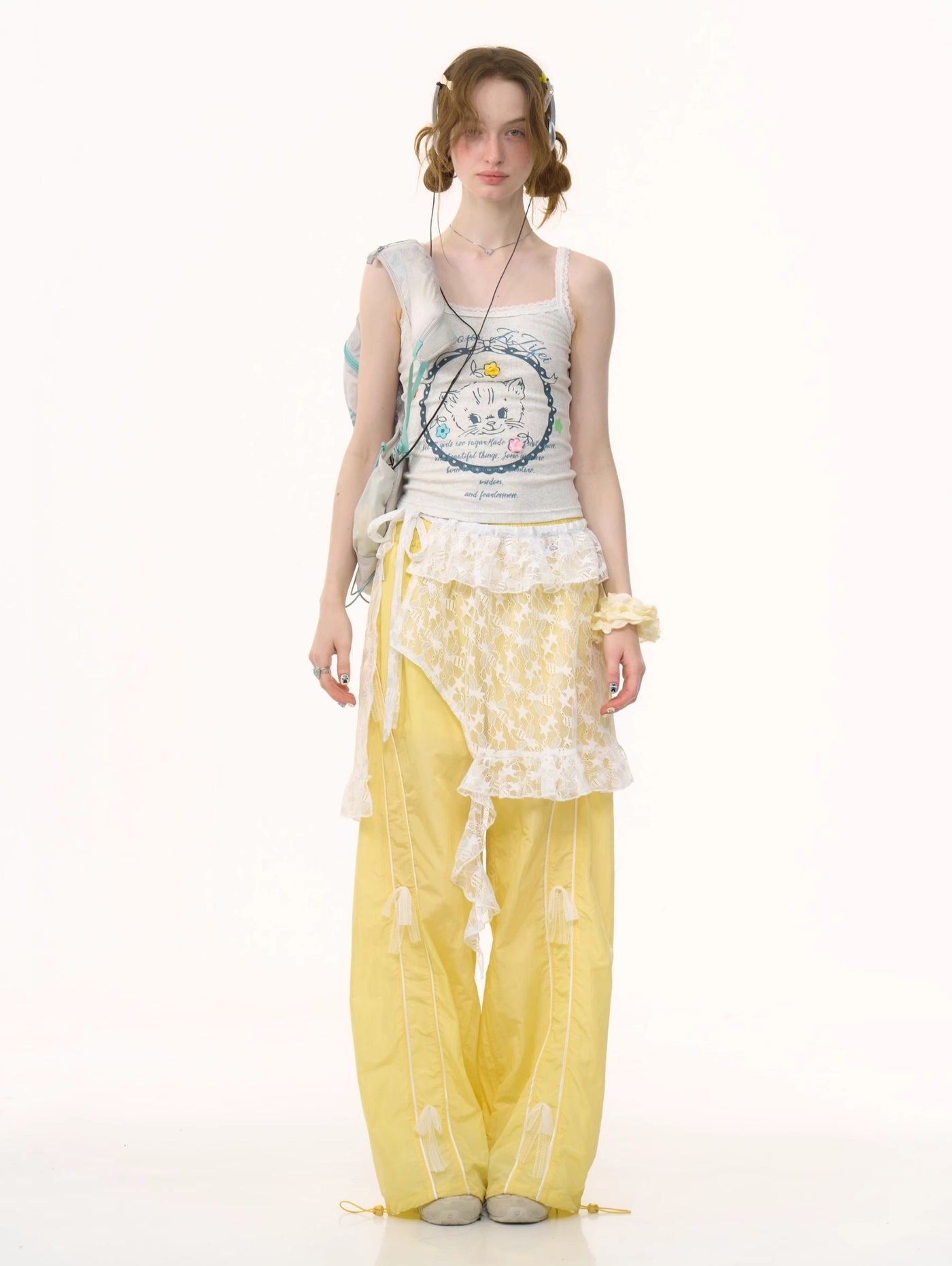 Lace Bow Yellow Sports Pants ZIZ0252
