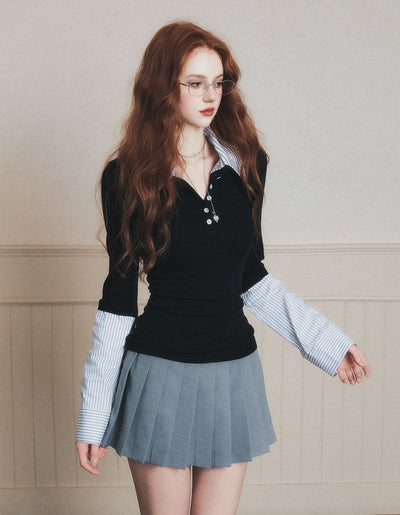 Fake Two-piece Polo Collar Shirt LUL0190