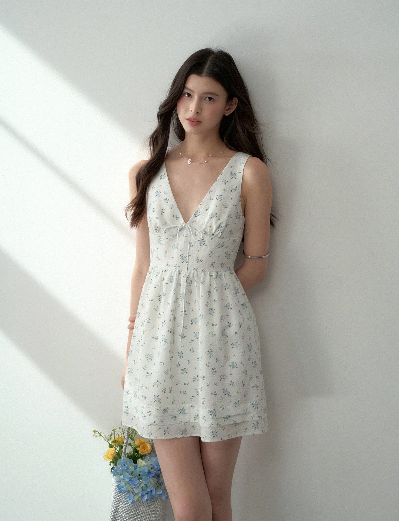 Bow Tie V-neck Midi Dress LAL0188