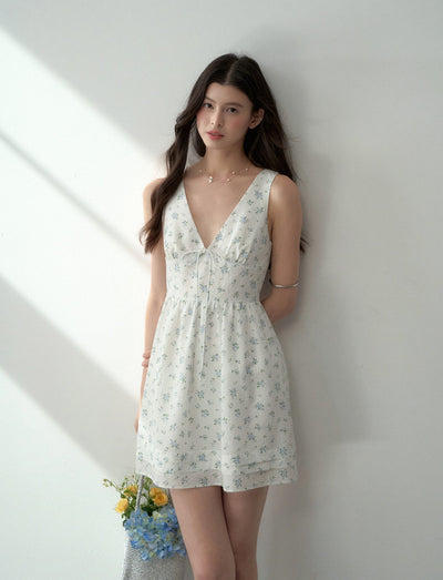 Bow Tie V-neck Midi Dress LAL0188