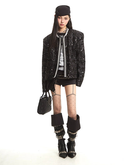 Black Luxury Style Long Sleeve Jacket UNC0272