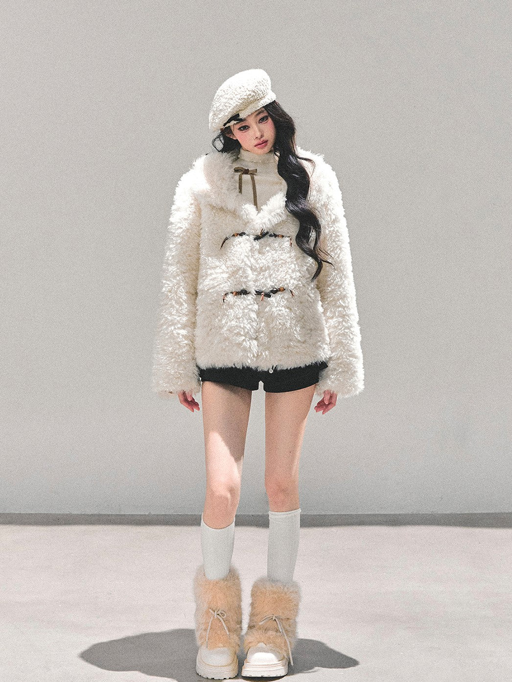 Lambswool Shearling White Coat DIA0683