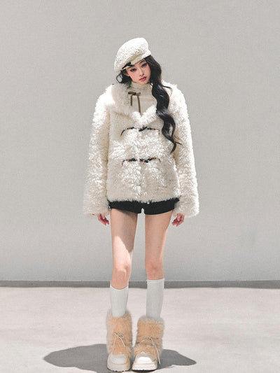 Lambswool Shearling White Coat DIA0683