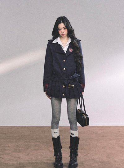 Fake Two-piece College Pleated Dress DIA0627