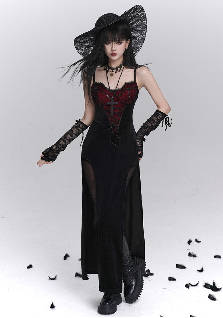 Spider Web Design Slit Strap Dress/Shawl LAD0241