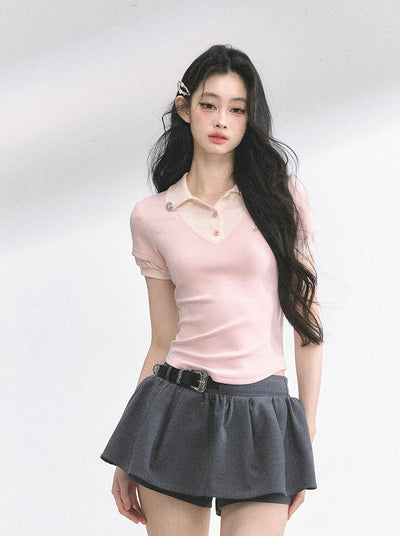 Fake Two-piece Short-sleeved T-shirt DIA0500