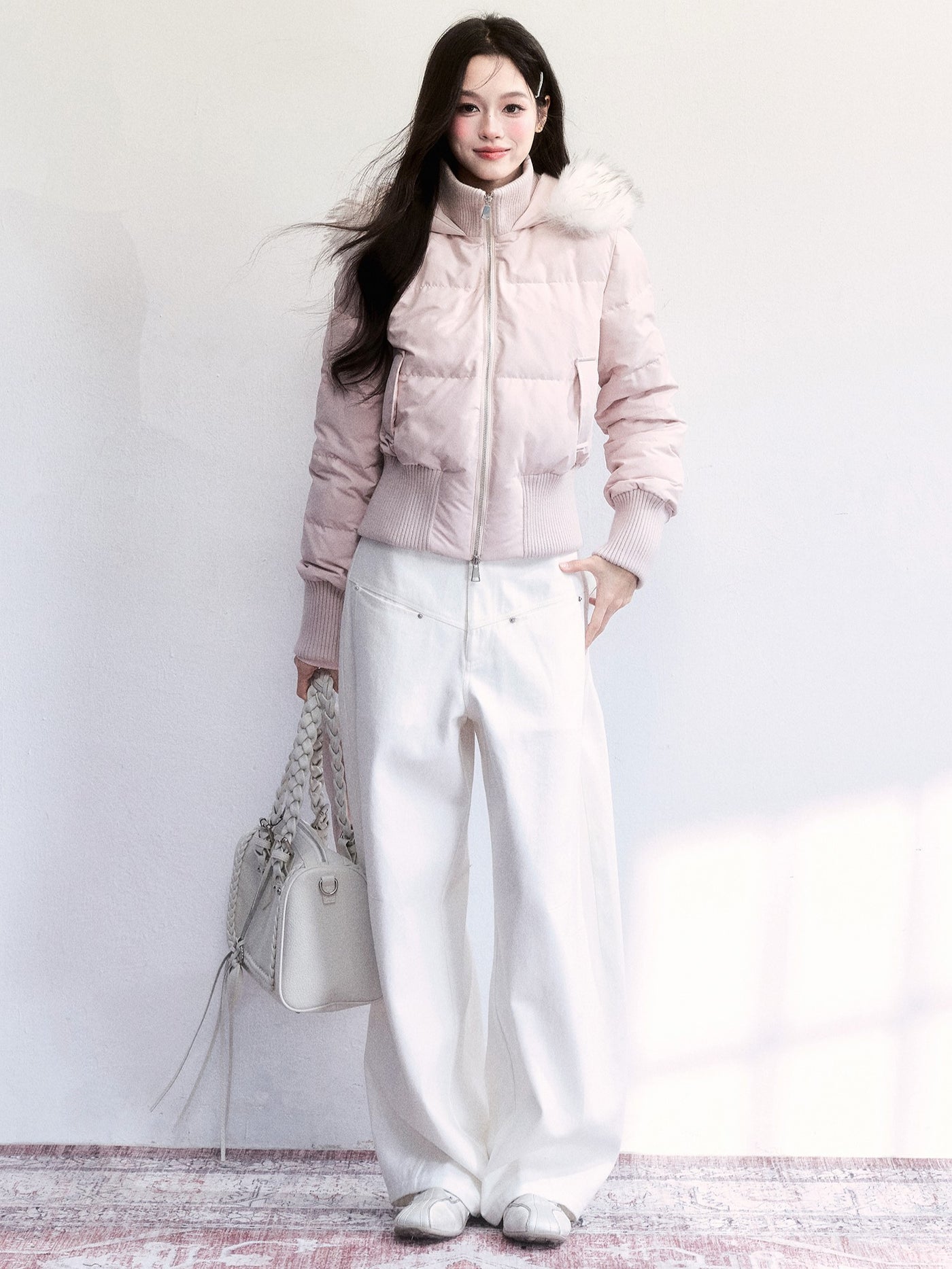 White Scimitar Sickle Shape Jeans FRA0506