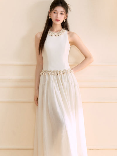 Beaded Sleeveless Long Dress OSH0126