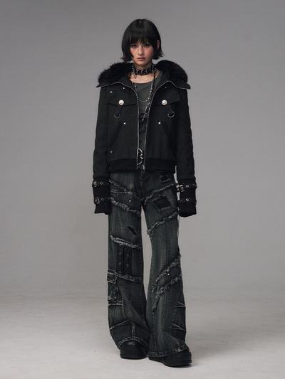 Detachable Furry Hooded Quilted Jacket FRU0128