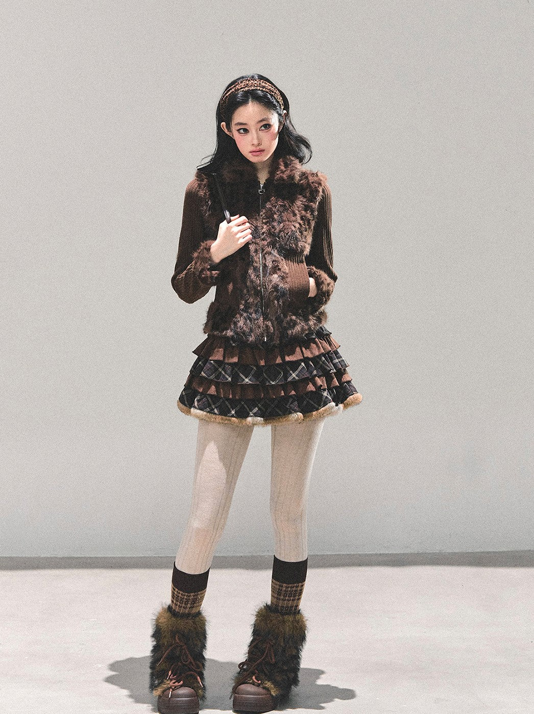 Leopard Print Plush Knitted Cardigan DIA0694