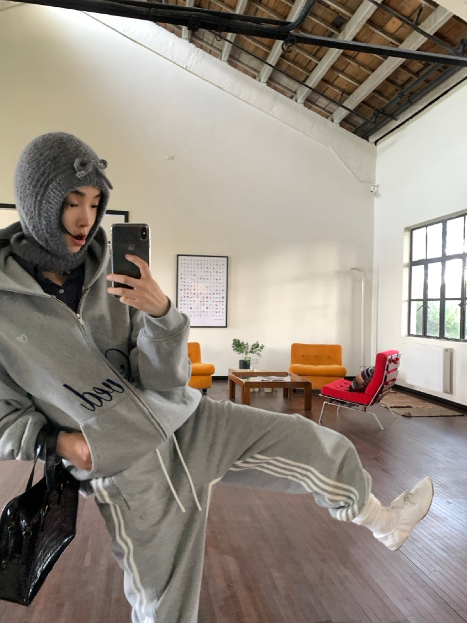 Patchwork Fleece Sweatpants AOA0020