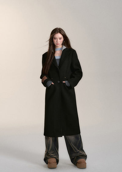 Woolen Hooded Versatile Long Coat VIA0176