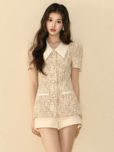 High Waist Gold Button Shorts OSH0137