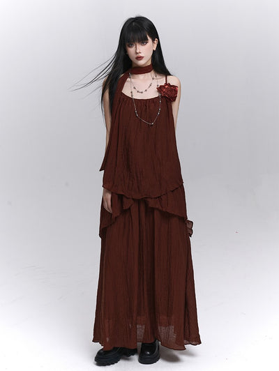 Artistic Rose Sleeveless Top/Long Skirt LAD0208