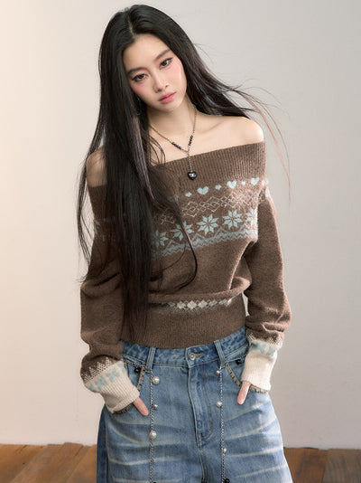 Off-Shoulder Casual Sweater VIA0367