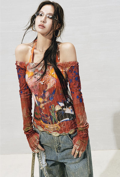 Plant Flower One-shoulder Top OFA0272