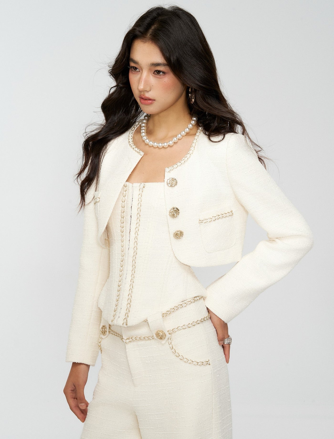 Luxurious-style Short Jacket/Camisole/Pants 4MU0160