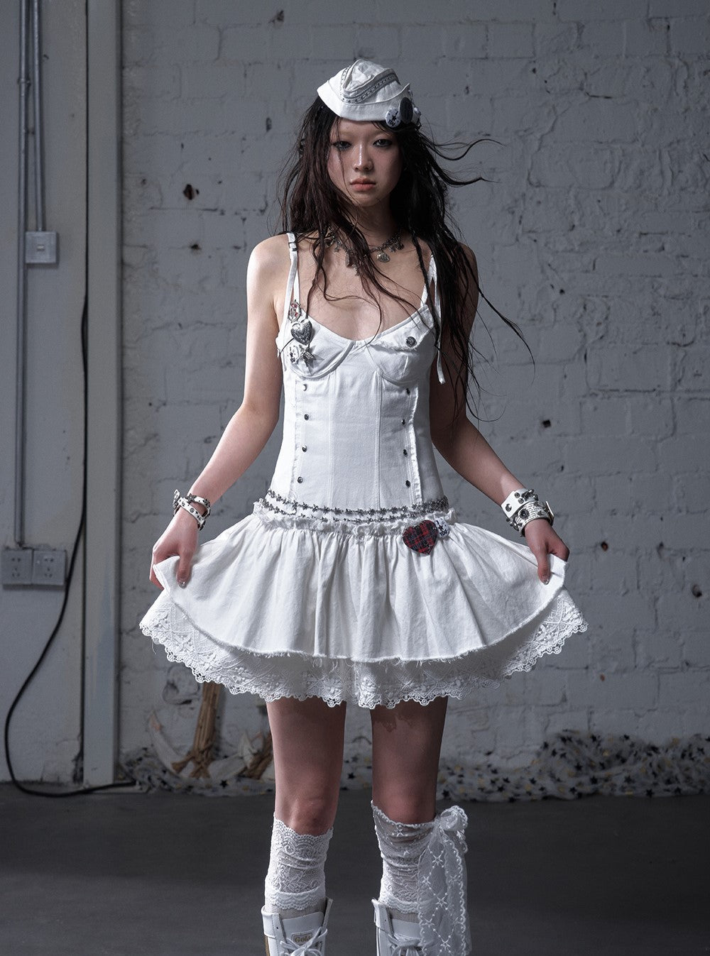 Punk Raw Edge Suspender Dress NOR0180