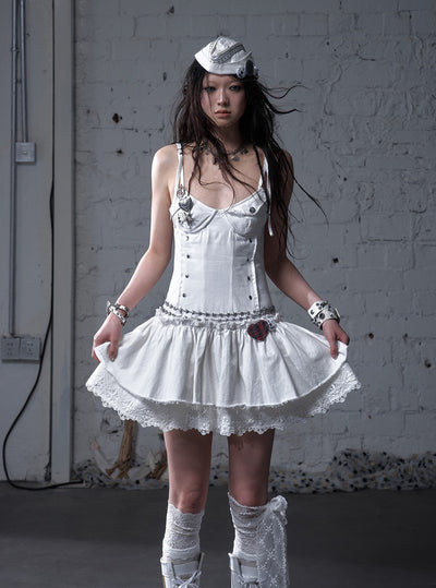 Punk Raw Edge Suspender Dress NOR0180
